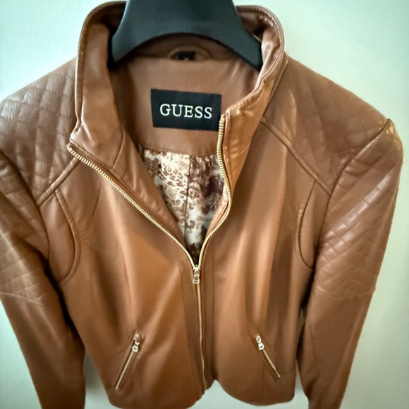 FAUX LEATHER MOTO JACKET  bu GUESS IN CONAC SIZE M - Picture 4 of 5